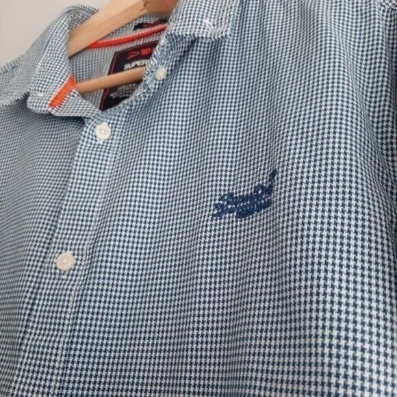 SUPERDRY | Button Down Long Sleeve Shirt Gingham Regular Fit Men's Sz L - Picture 6 of 15